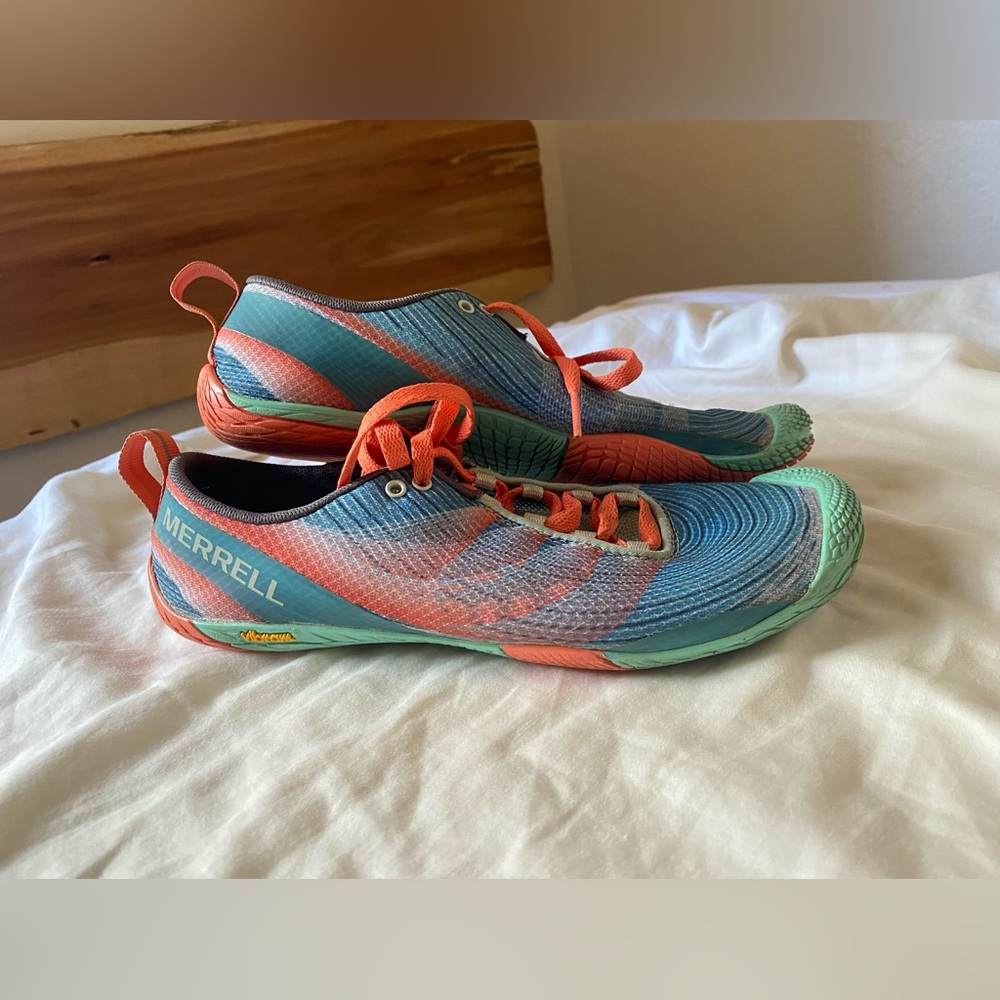 Merrell Vapor Glove 2 Barefoot Running Shoes Sea Blue Coral Vibram Sole